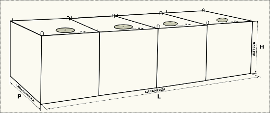 CISTERNA CEMENTO mc.80 | mc 80.00 L1000xP341x290H