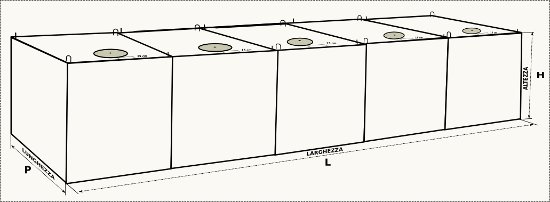 CISTERNA CEMENTO mc.100 | mc 100.00 L1250xP341xH290